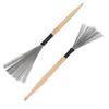 Drum Wire Brush and Drumstick Dual-Use Brush, 1 Pair, RedWhiteGreenPinkWood Color (Wood Color)