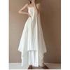 Xia's New Minimalist Extended Suspender Skirt Irregular Curved Hem Double-layer Elegant Long Dress Dress