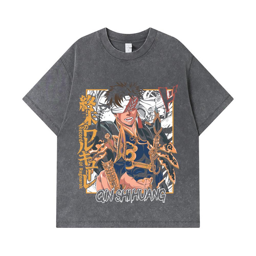 275 GSM Washed T-shirts 100% Cotton Record of Ragnarok V7 Print Unisex Heavy Cotton T Shirt
