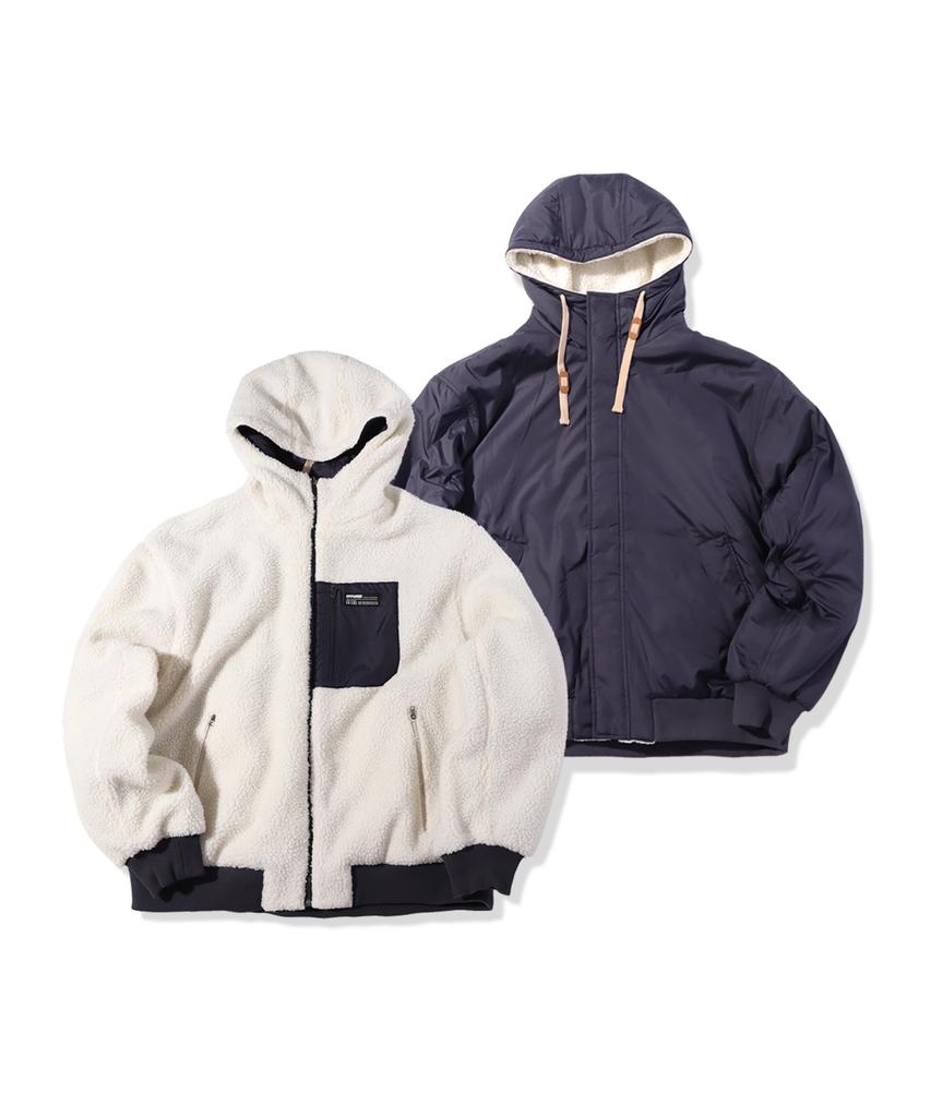 Offgrid Reversible Sherpa Hooded Jumper - Navy