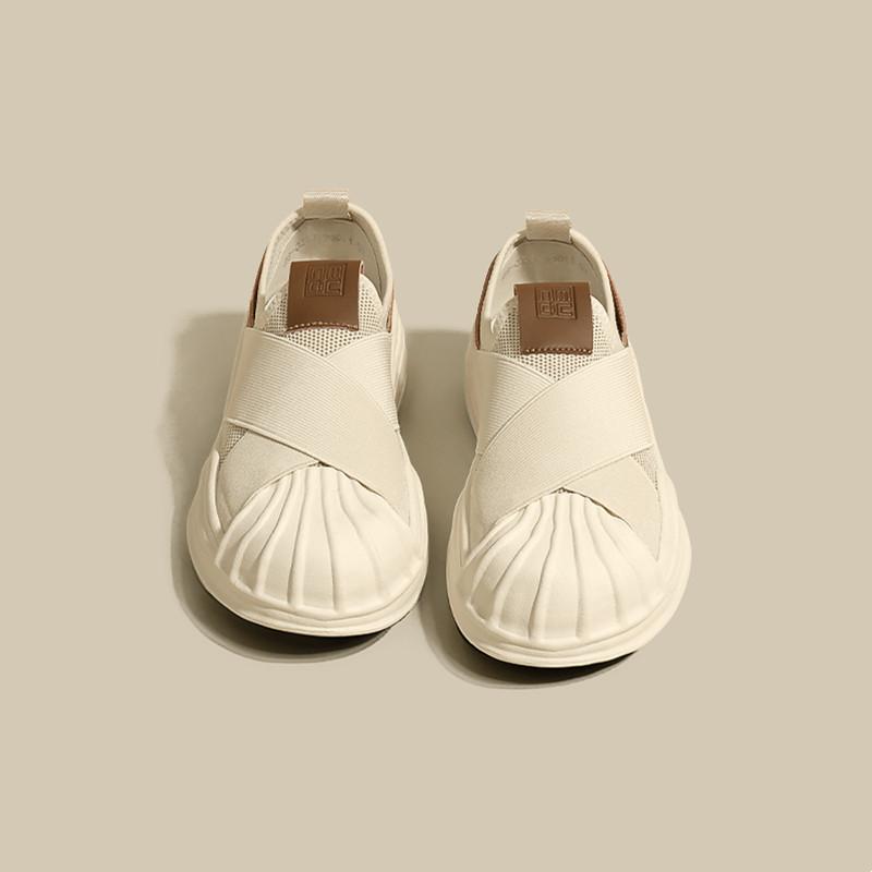 

[RuoJi] thick-soled shell head dissolved canvas shoes 2025 new casual little white shoes board shoes women s spring 40 бежевый
