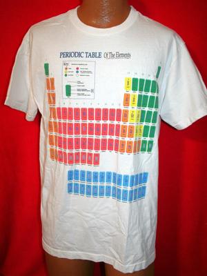 Vintage 90s PERIODIC TABLE OF ELEMENTS White T-SHIRT L Chemistry Science