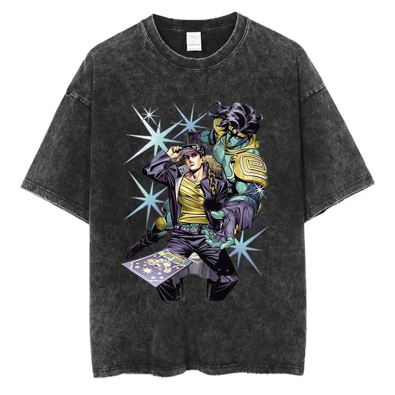 Anime JOJO Bizarre Adventure Strategy Pattern Print Tshirt Men Women Casual Loose Harajuku Short Sleeve Round Neck Top Tee