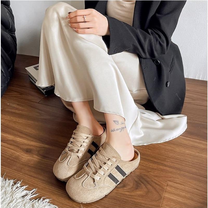 Women's Shoes Spring New Casual Lightweight Sneakers Women's Lace-up Flat Tennis Shoes Retro Polished Leather Training Shoes