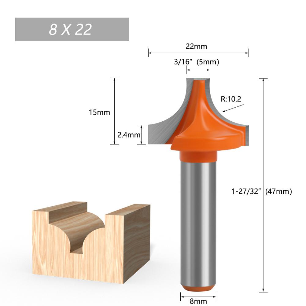 Milling Cutter Router Bit 8mm Shank Carbide End Mill Engraving High Strength Milling Cutter Plunging Round- Over Bit