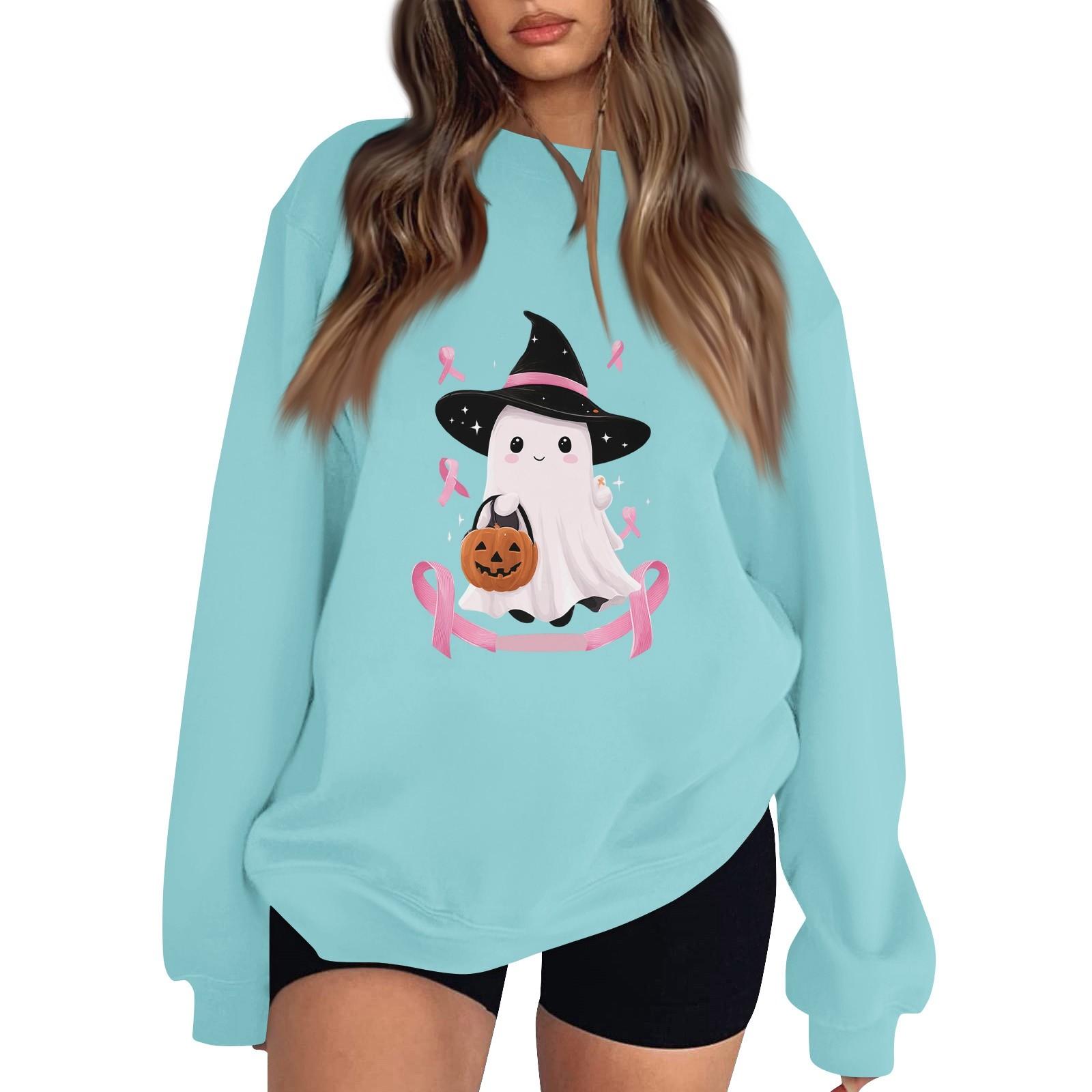 

Женский пуловер с заниженной линией плеча, спортивный свитшот с принтом на Хэллоуин XXL