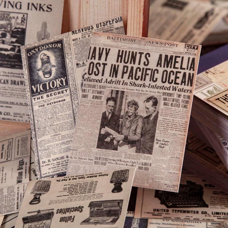 50pcs Vintage Plant Stickers Junk Journal Retro Newspaper Stamp Ticket Stickers Label DIY Diary Album Scrapbooking Material