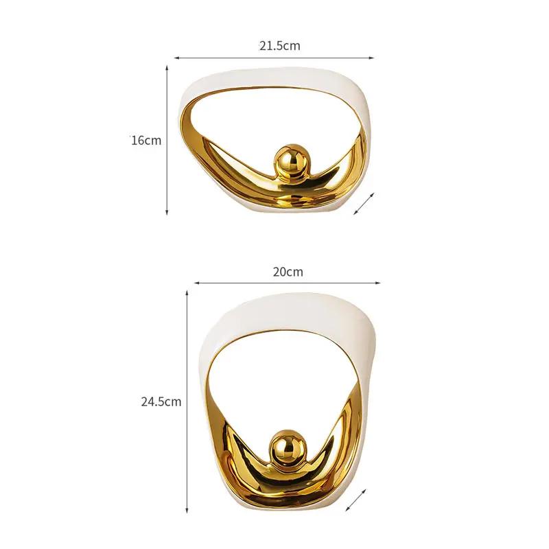 Abstract Ornaments Decorative Figurines Golden Geometric Office Ornaments Sculpture Ceramic Crafts Statues Home Decoration
