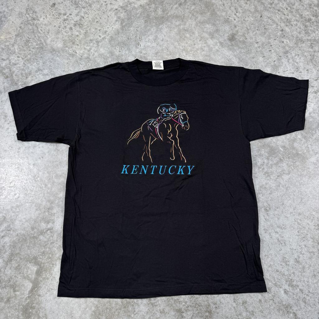 Vintage Kentucky Derby Shirt Mens XL Black Horse Racing Graphic T-Shirt Tee Unisex T-Shirt