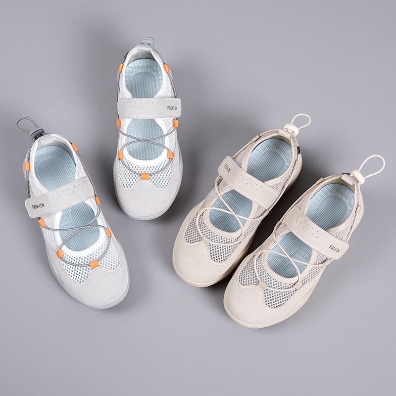 New Summer Sports Mary Jane Shoes Soft Soles Are Not Tired Feet Flat Mesh Single Shoes Breathable Bag Head Sandals Women