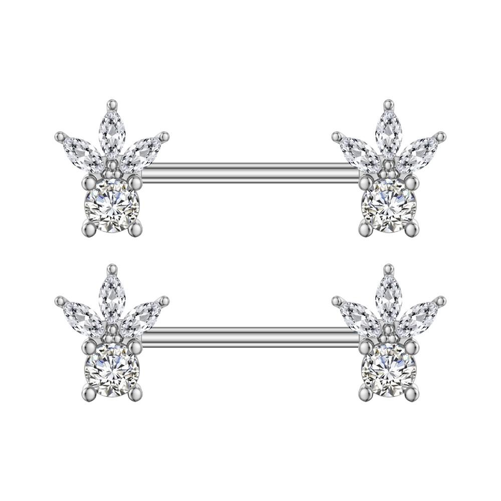 

2pcs 316L Steel Maple Leaf Nipple Rings Barbell Butterfly Wing Shield Piercing for Women Girls Sexy Nipple Piercing Body Jewelry