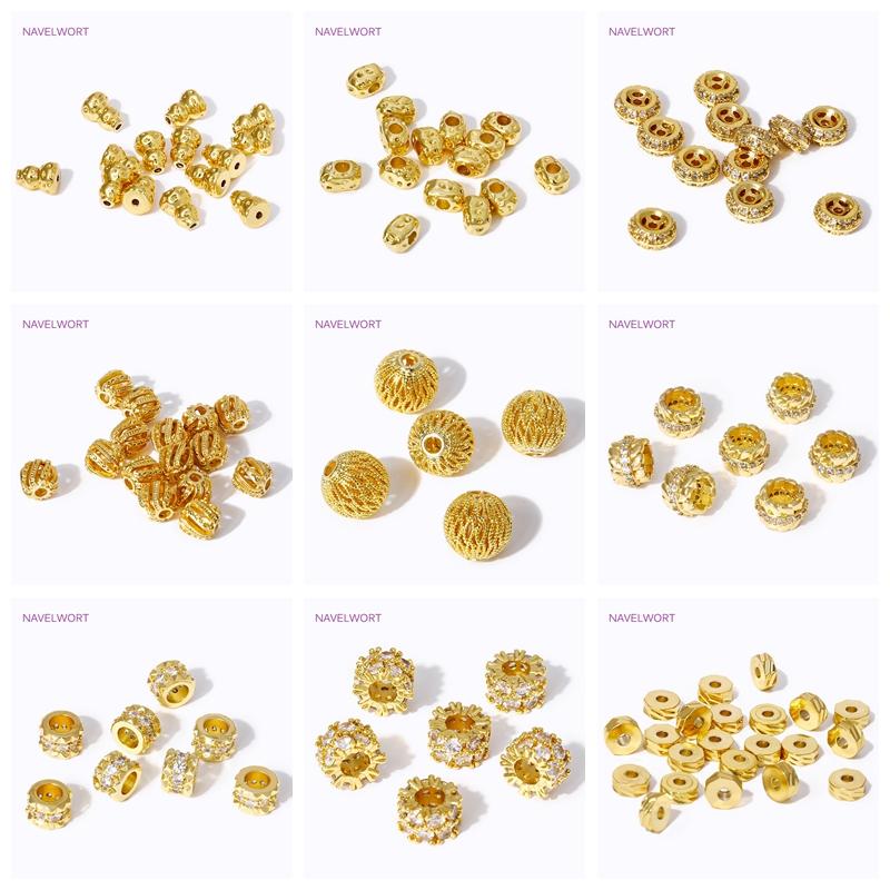Brass 18K Gold Plated Hollow Twill Spacer Beads For Beading Jewelry Fittings,Beads Separators,DIY Jewelry Making Accessories