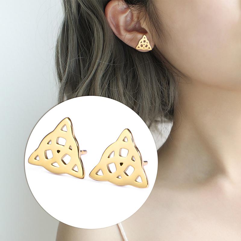My Shape Fashion Stainless Steel Stud Earrings Flower of Life Celtics Knot Viking Small Earrings for Women Girls Jewelry Gifts