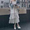 New Chinese Suspender Chiffon Dress Women's Summer New Lace Seaside Vacation Medium and Long Cake Skirt