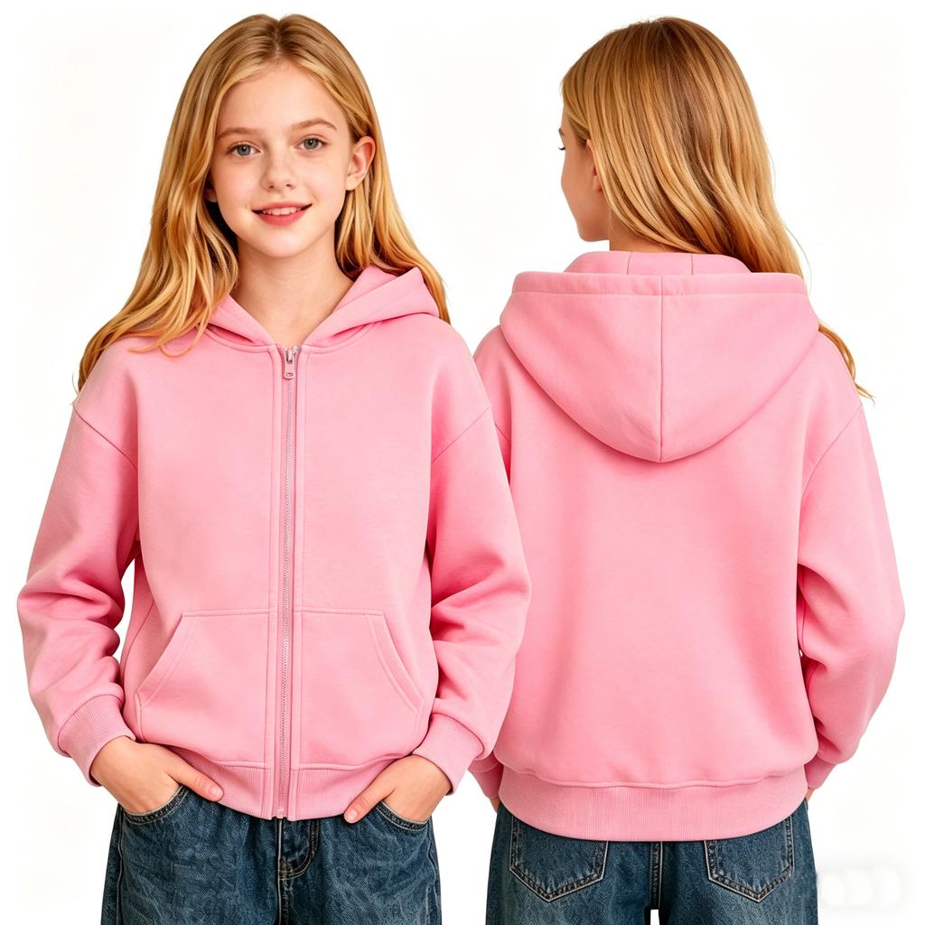 Giacca con Cappuccio e Zip Lunga Manica Casual Comfort Capospalla per Ragazze