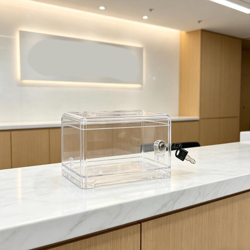 Clear Acrylic Lockable Suggestion Box For Secure Voting And Feedbacks Collection In Offices Schools And Community Event Y5GB