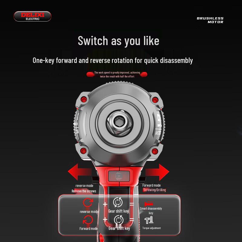DELIXI ELECTRIC Cordless Brushless Impact Wrench CN plug (adapter included)