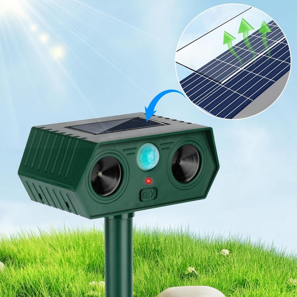 2025 Ultrasonic Animal Repellent Devices 2 Pack Solar Motion Activated for Cats Deer Squirrels Rabbits Raccoons Skunks Outdoor Lawn