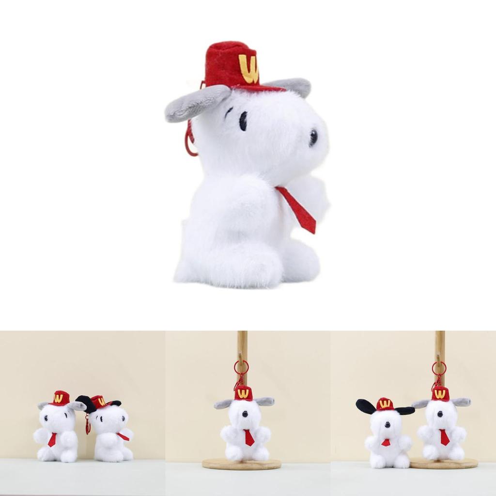 Adorable Grey And Black Plush Dog Keychain Cute Stuffed Animal Doll For Bags