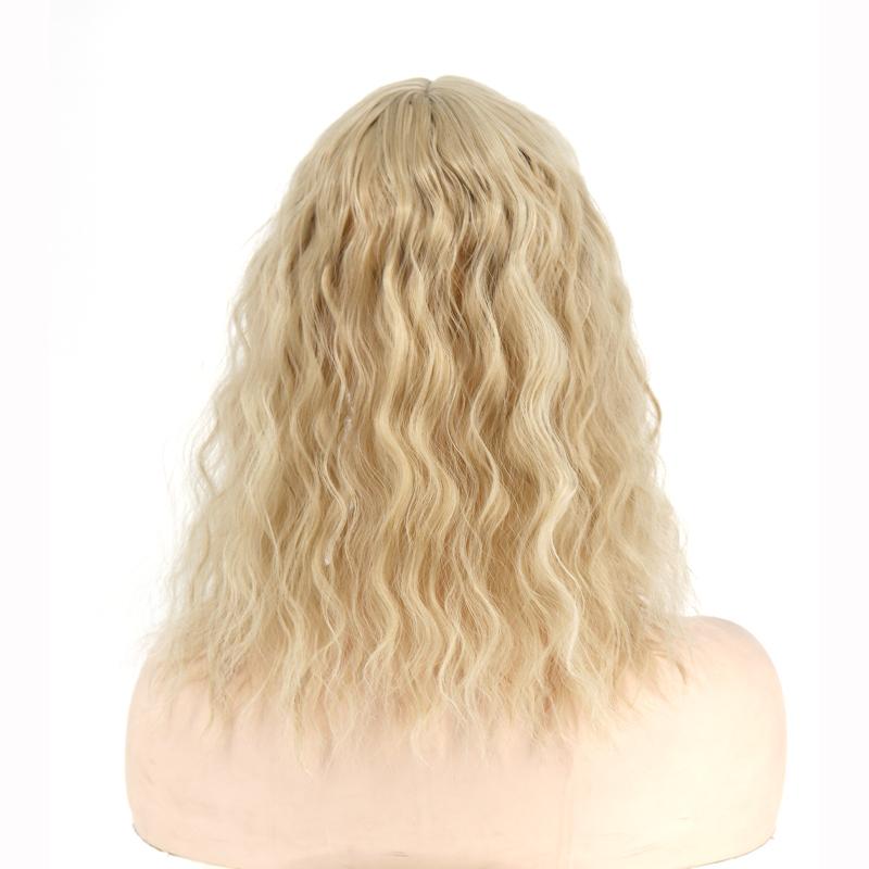 

MERISIHAIR женские натуральные короткие наращивание волос с кукурузной завивкой и челкой, вьющиеся волосы из синтетического волокна, подходят для вечеринок, повседневного использования