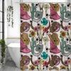Western Cowboy Bullhead Cactus Boots Cowboy Hat Shower Curtain, Bathroom Decorative Shower Curtain, Waterproof Shower Curtain wi