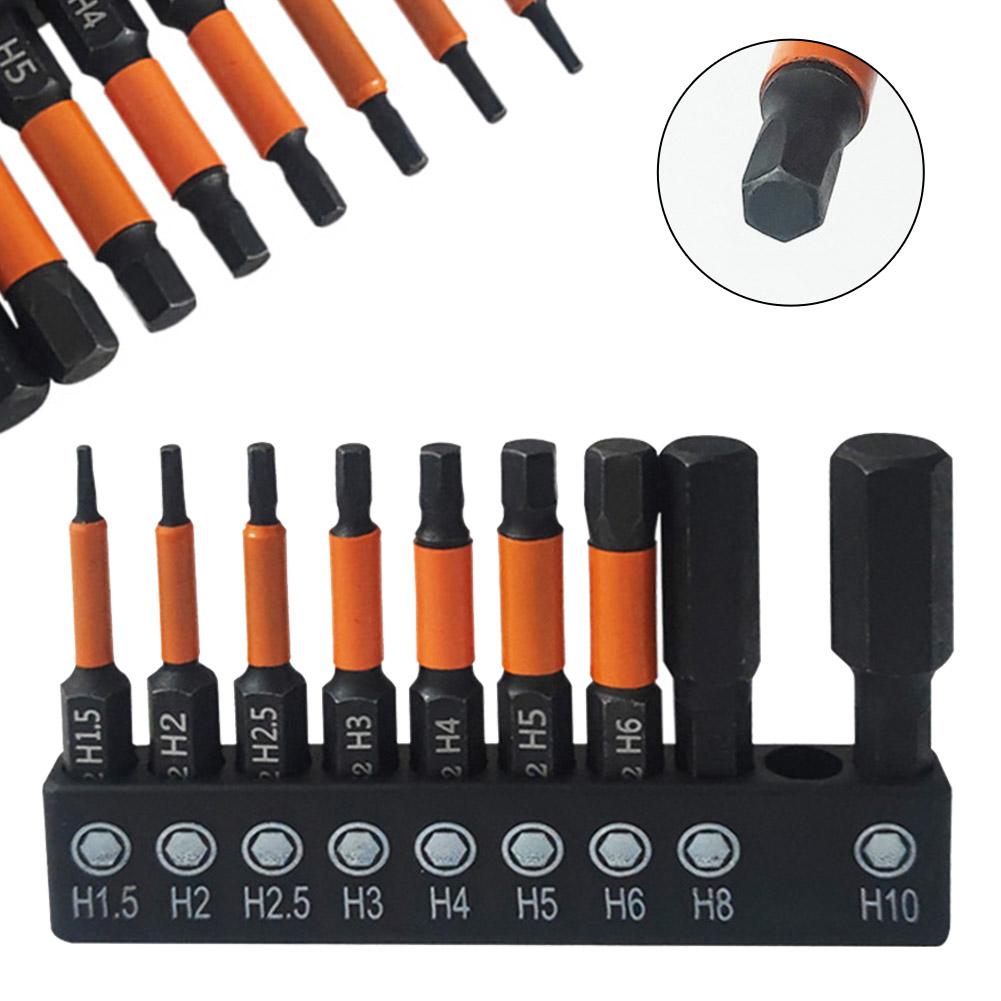 Screwdriver Bits 9pcs Set Black Hex Screwdriver Bit