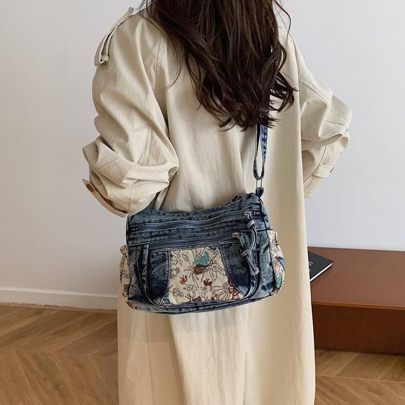 Τσάντα Τζιν Πολλαπλών Θηκών Τσάντα Χιαστί Γυναικεία Τσάντα Ώμου