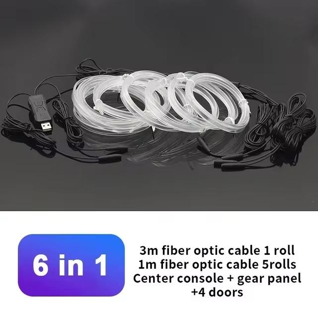 APP Car Interior LED Decorative Light EL Cold Neon Light Strip Car USB Decorative Dashboard Console Auto Interior Accessories