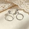 S925 Sterling Silver Geometric Circle Earrings - Light Gold Round Bead Studs, High-End, Versatile Jewelry for Women