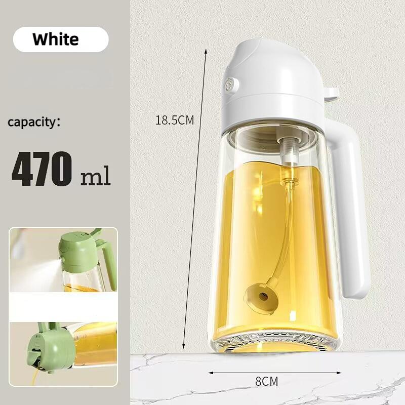 2in1 470ml Glass Spray Oil Sprayer Bottle Spray Oil Dispenser Oil Jar Cruet BBQ Kitchen Baking Roasting Picnic Kitchen Tool