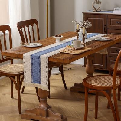 With Tassels Linen Table Runner Beige Color Farmhouse Design Bohemia Table Runner Solid Color Rustic Style Solid Table Flag
