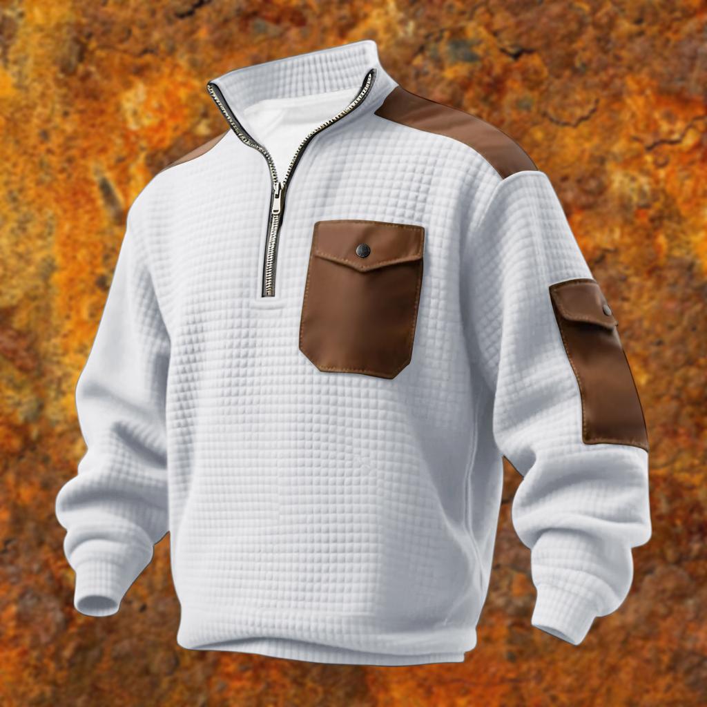 Men's Solid Color Stand Collar Sweatshirt Men's Sports Large Size Casual Sweatshirt