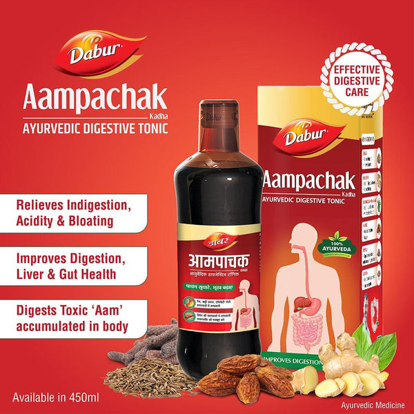 Dabur Aampachak Kadha Ayurvedic Digestive Tonic 450ml Pack Of 1 | Relieves Gas, Acidity, Constipation | Supports Gut Health & Wellness
