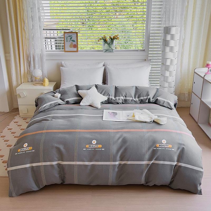 Minimalist Geometric Printing Duvet Cover All Cotton Quilt Cover Skin Friendly Breathable Queen Size Bedding for Kids Boys Girls