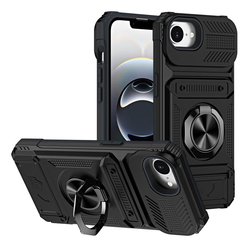 Magnetic Car Holder Ring Shockproof Armor With Card Slot Case For 17e 16e 17 Air 16 15 14 13 Pro Max Plus Back Cover