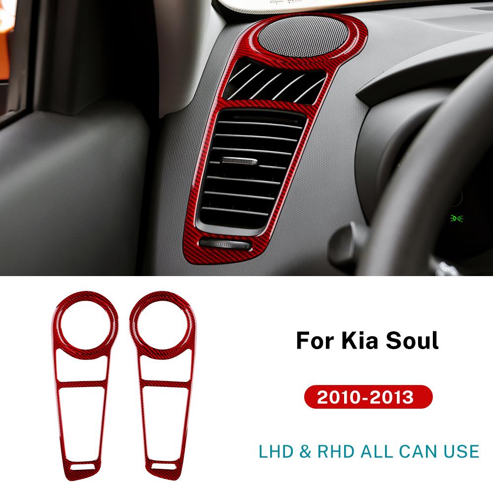 For Kia Soul 1 AM 2010 2011 2012 2013 Real Soft Carbon Fiber Sticker LHD RHD Car Air Outlet Frame Side of Center Console Trim