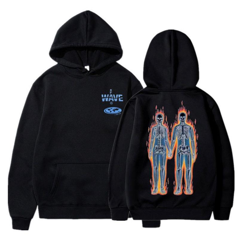 Skelett Thermografie Grafikdruck Hoodie Herbst Winter Fleece Streetwear