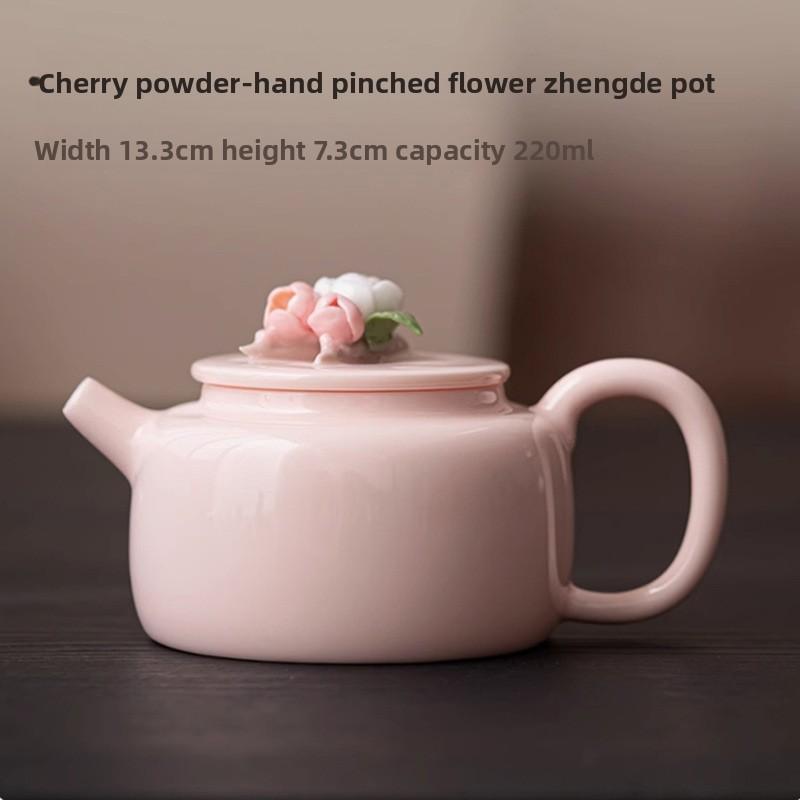 Pink Mud Xishi Teapot Kung Fu Tea Set Single Household Hand-pinched Flower Large Ceramic Girl Tea Single Pot
