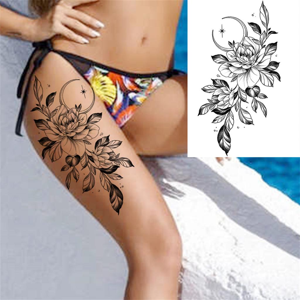 Realistic Sexy Peony Tattoos Temporary Women Adult Flower Arm Tattoos Sticker Waterproof Fake Floral Bloosom Body Leg Art Tatoos