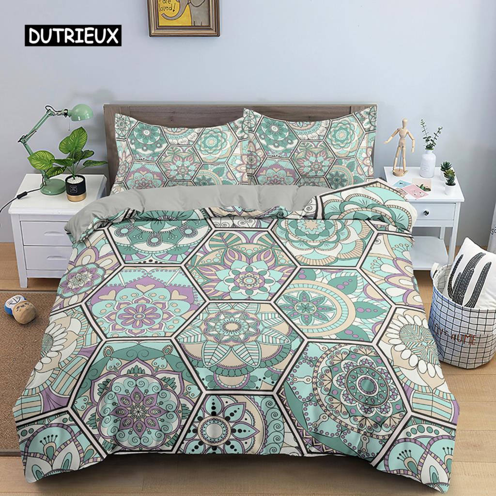 Bohemian Style Duvet Cover Geometric Mandala Ethnic Style Bedding Set Double Queen King Size with Pillowcase Bedroom Decoration