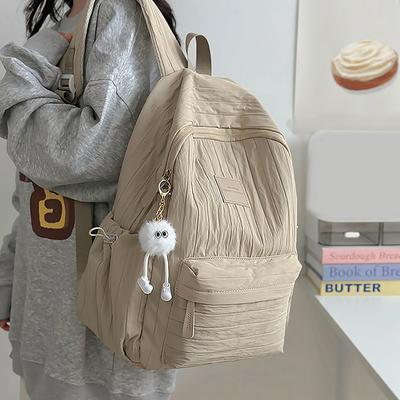 Solid  Bags Casual Versatile High Quality Women'S Travel Backpack Students School Bag