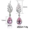 BELLA BOX Luxury Pink Cubic Zirconia Dangle Earrings For Women Engagement Wedding Gorgeous Lady's Ear Accessories Aesthetic Jewelry