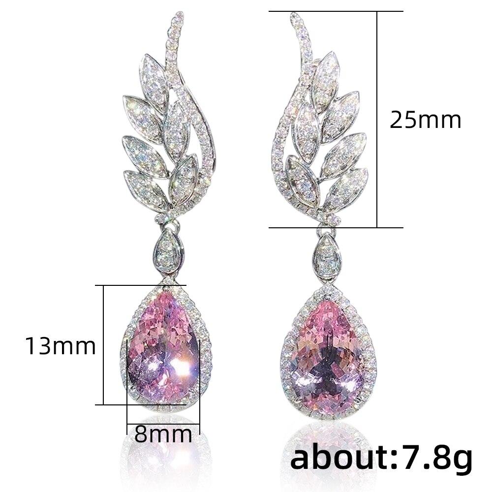BELLA BOX Luxury Pink Cubic Zirconia Dangle Earrings For Women Engagement Wedding Gorgeous Lady's Ear Accessories Aesthetic Jewelry