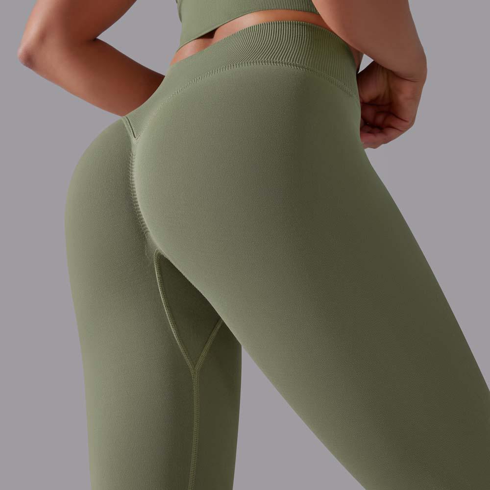 Cross-Border Outdoor Nude Feel Tight Fit Yoga Leggings - Solid Color Hip-Lifting Design