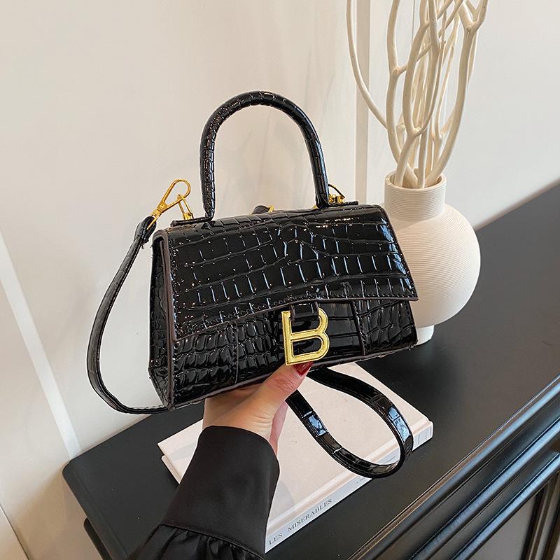 New High-end Light Luxury Crocodile Pattern Hourglass Bag Portable Shoulder Messenger Trendy Women's Bag