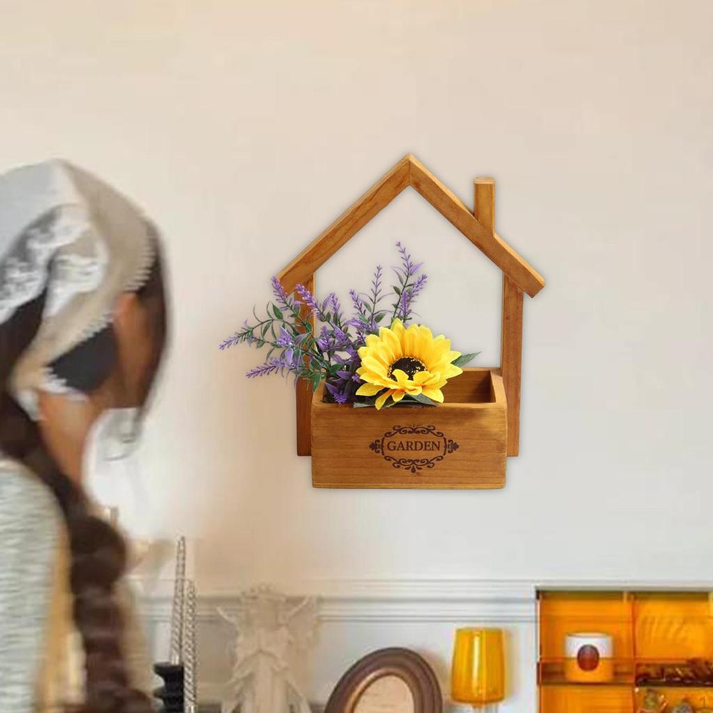 Wood Wall Planter, Flower Pot, Rustic Decor, Creative Hanging Vase Holder for Indoor