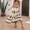 Spring/Summer New Design Beach Style Printed Bralette Dress with Ethnic Style Long Skirt