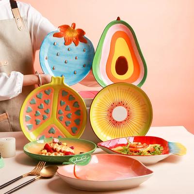 Fruit Shaped Ceramic Plate Creative Household Salad Plate Lovely Ceramic Tableware Fruit Plate Bowl Set Oven Dish Salad Bowl