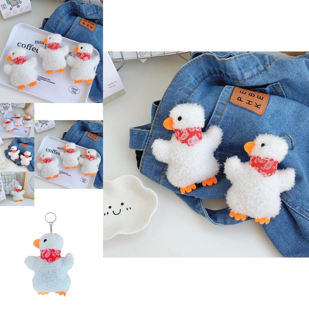 Adorable Duck Plush Toy With Scarf Creative Small-size Stuffed Animal For Bags And Keys
