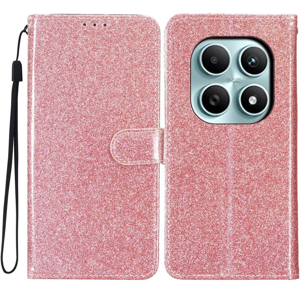 For Xiaomi Poco M8 5G/Redmi Note 15 5G (Global) Wallet Case Glitter Anti-Scratch Leather Stand Phone Cover with Strap